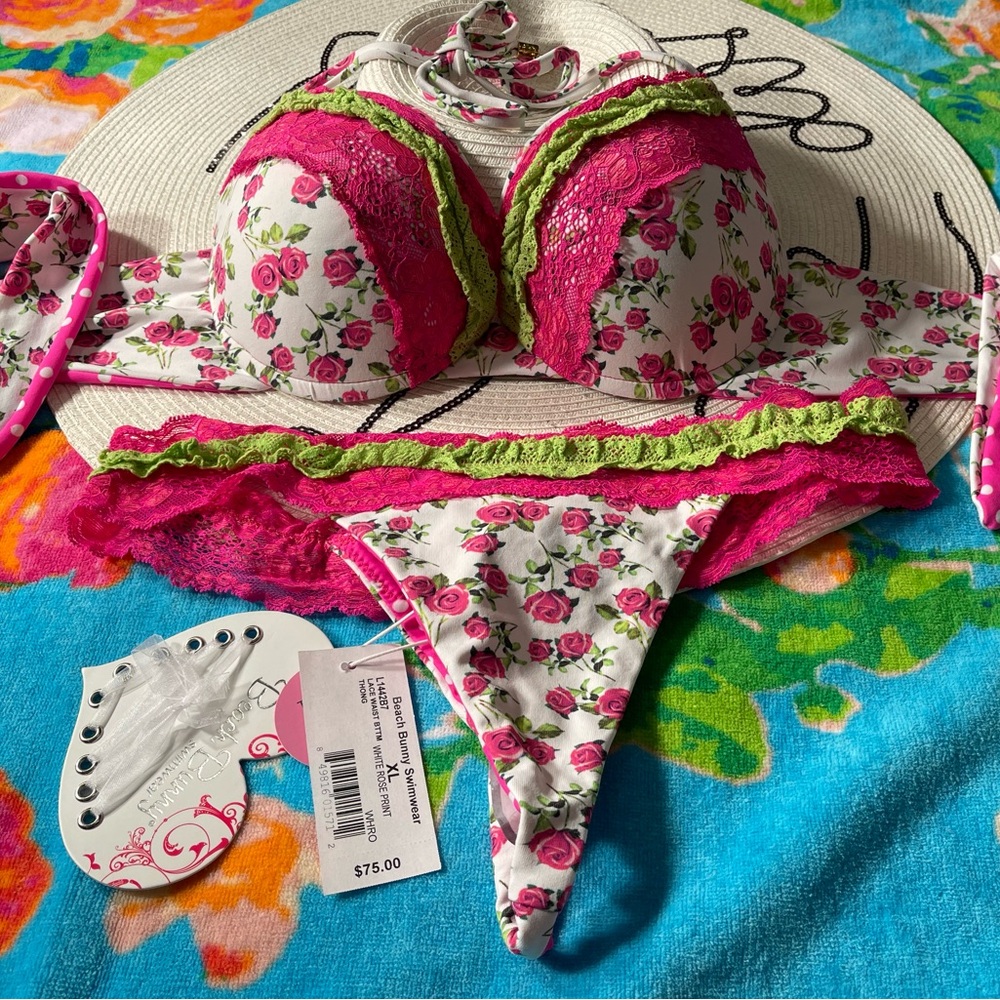 NWT beach bunny bikini made in USA XL set Garden of Eden - Picture 4 of 11